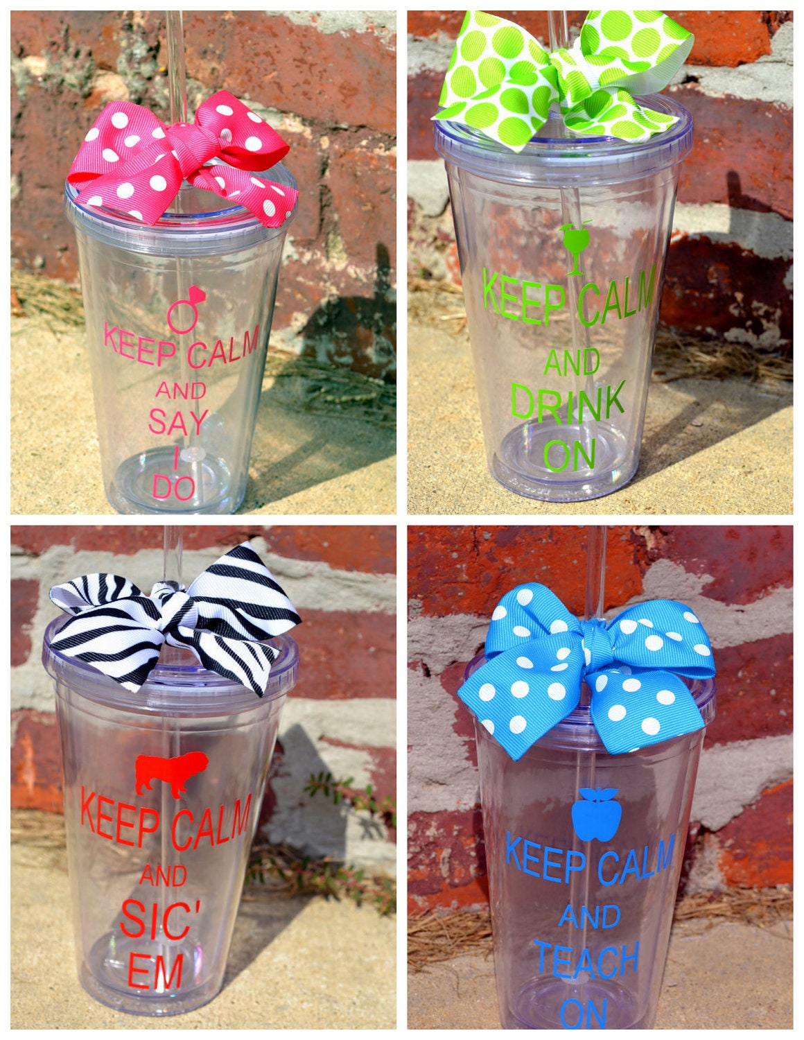 Keep Calm and (insert your phrase here)- Customize Your Own - 16oz - Tumbler cup with Lid & Straw