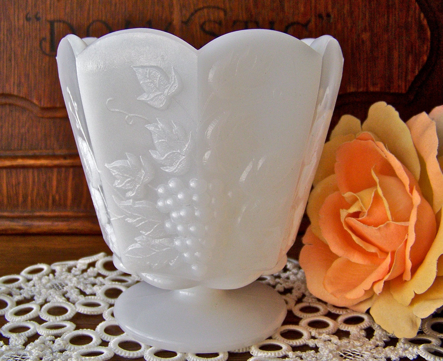Vintage Milk Glass Compote E O Brody