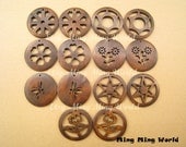 Wooden Pendant - 7 Pairs  Hollow Out Brown Wooden For Earrings,Jewelry Supply,Woodchilps Embroider.