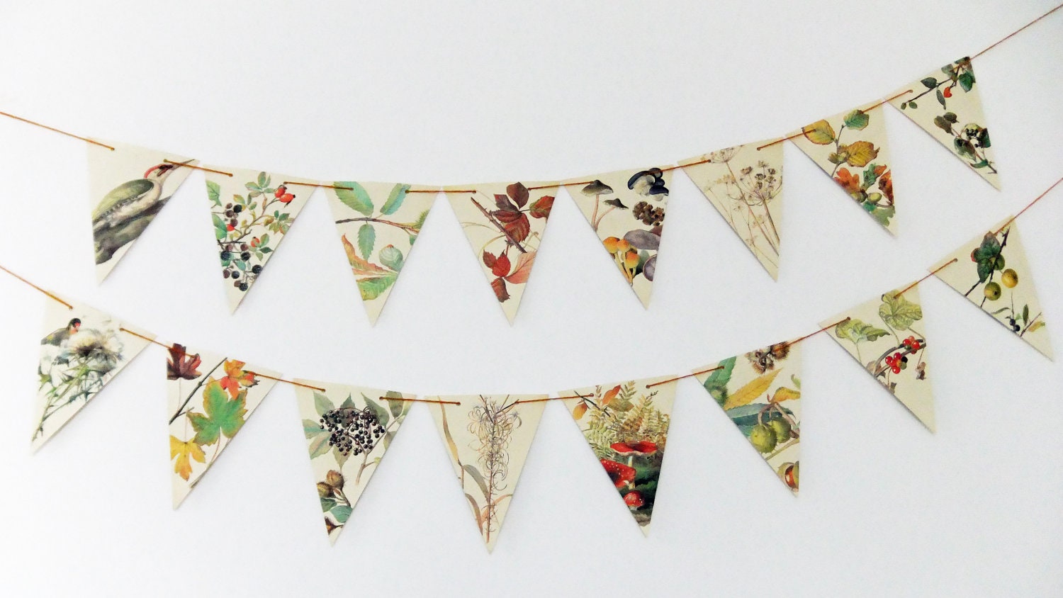 Autumn bunting - fall bunting - fall garland - Paper Garland - Upcycled Paper Bunting - wedding decor