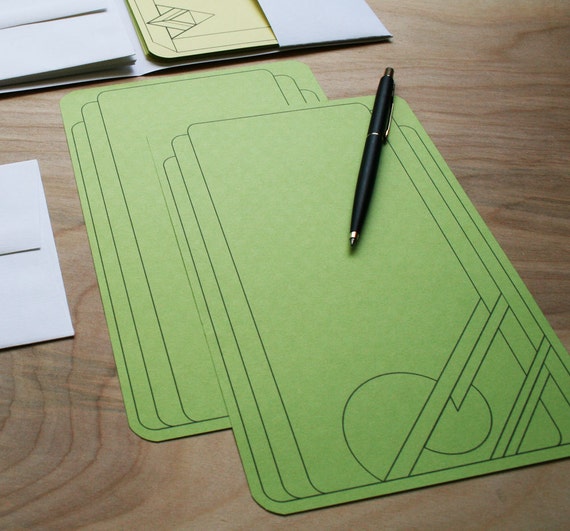 Art Deco Stationery Set in Yellow and by NikkiCrossApplesauce