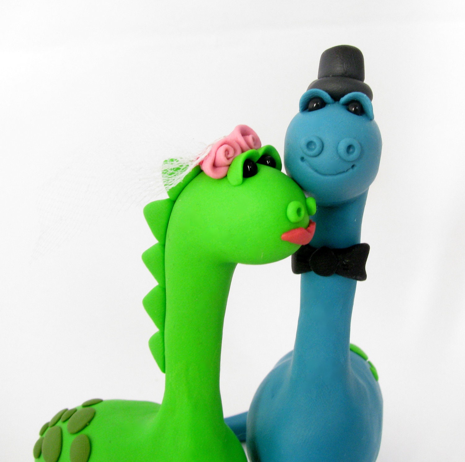 Dino bride and groom, wedding cake topper, fun wedding