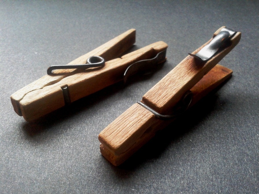 Spring Clip Wooden Clothespins by queenofsienna on Etsy