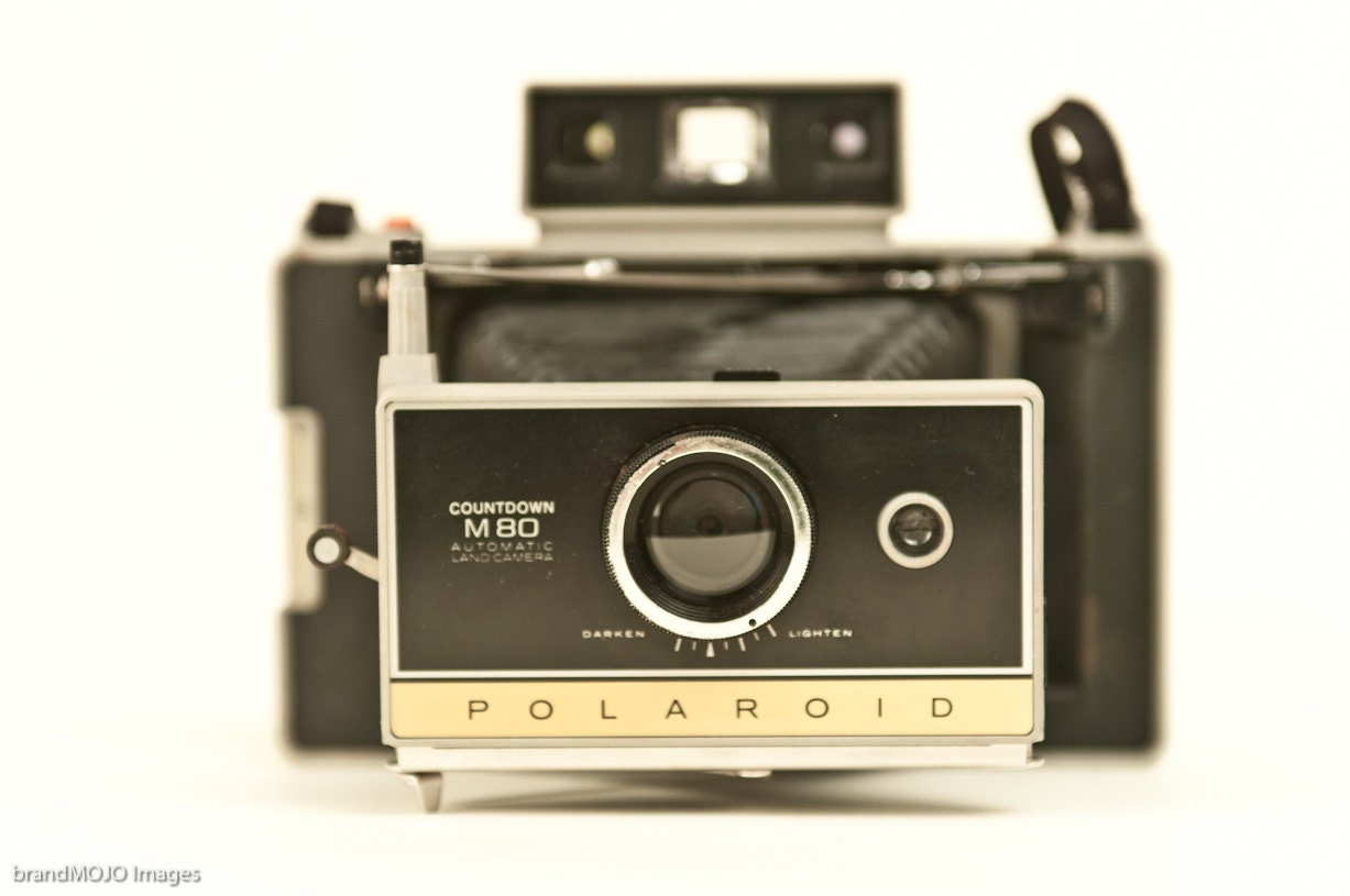 Polaroid Automatic M80 Land Camera Kit with Pack of Film black and white, Flash, Case, Instructions vintage retro decor bellows kitschy 1970