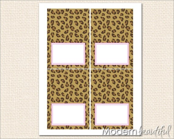 Editable Leopard Pink Chic Party Printable Table Food Labels Il_570xn