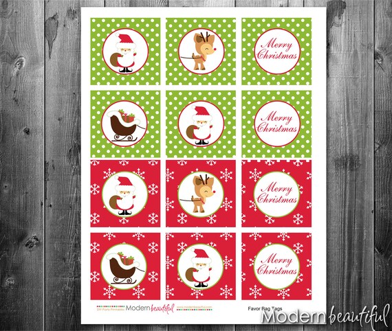 INSTANT DOWNLOAD 50% OFF Christmas Cupcake Toppers Santa and Reindeer Il_570xn