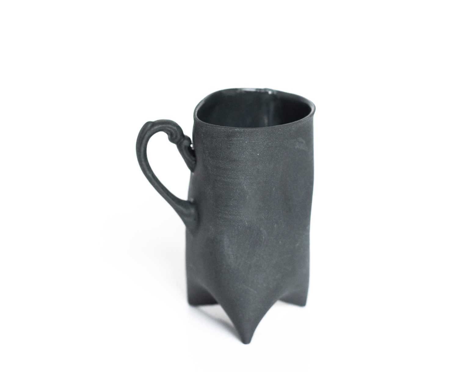 Black Porcelain cup, ceramic cup, ceramic mug handbuilt coffee cup or tea cup by Endesign