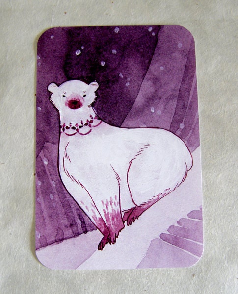 Polar Bear Postcard Print 4x6 Illustration Art