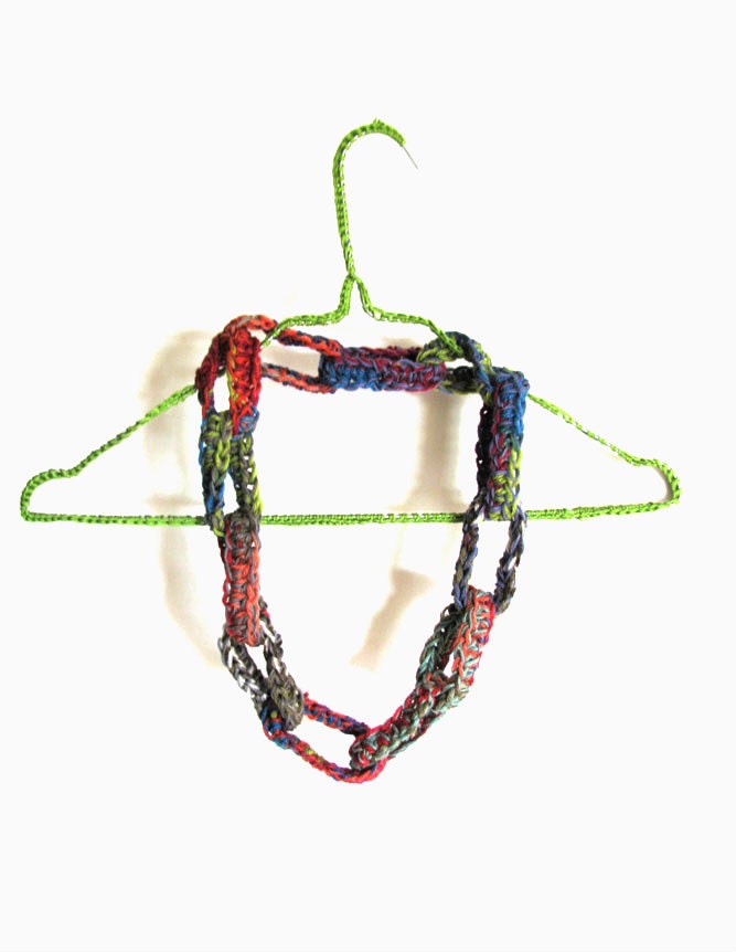 Crochet necklace cotton wool crochet rings cozy multicolor modern crochet blue lime grey pink - perlinedisaggezza