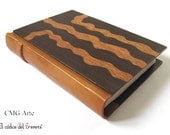 Exclusive Handmade Journal Wood and Leather Blank Book - Marquetry - Wood Inlay