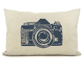 Personalized pillow case - Vintage camera print with your color print on your choice of fabric - 12x18 or 16x16 decorative pillow cover
