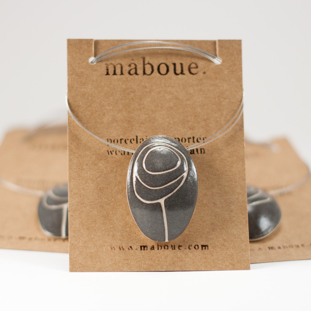 Growing On You in Taupe - Oval Porcelain necklace