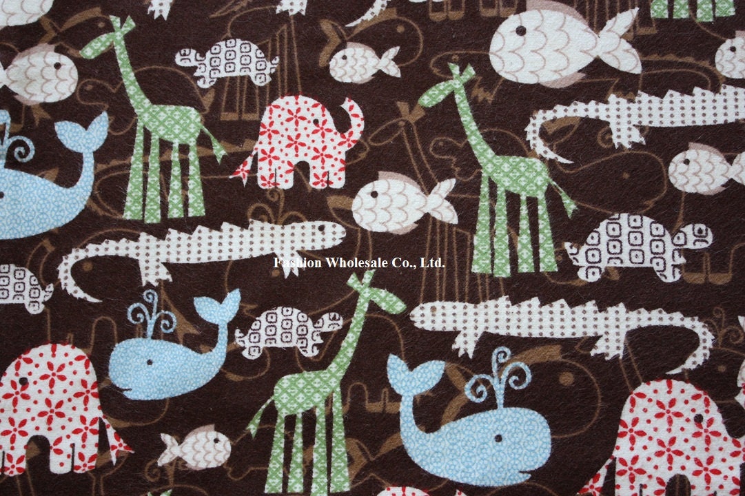 Kawaii Baby Cotton Flannel Fabric - Hello Animals