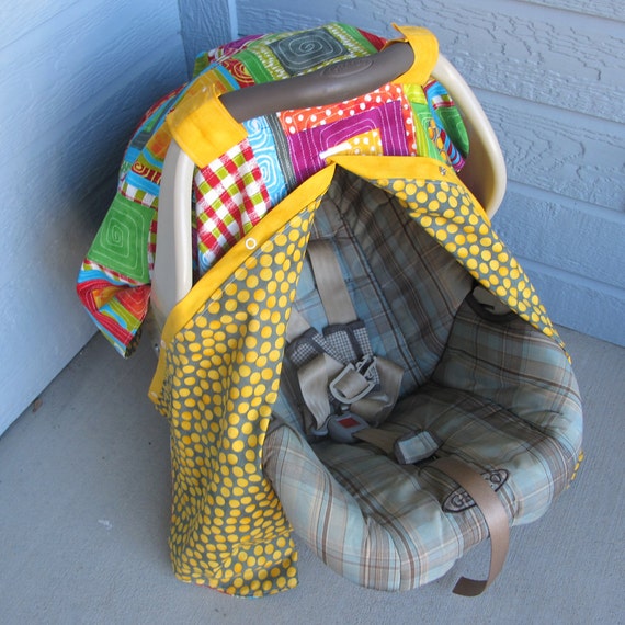Colorful Infant car seat canopy - patchwork car seat cover - 2 in 1 gift - nursing cover