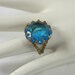 Vintage Ring Germany Rhinestone Large Blue Open Back Dog Tooth Prongs