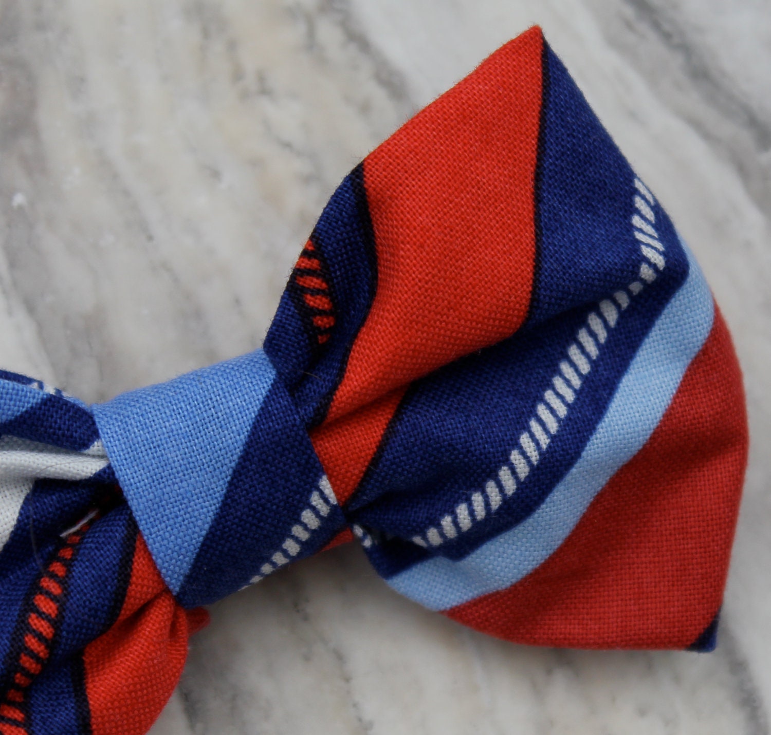 Red and Blue Nautical Navy Stripe Bow Tie for boys - Clip on