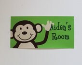 Personalized Name Sign Monkey Jungle Safari Childrens  Wall Art Decor Placque