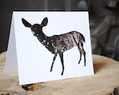 Deer Card - Eco Friendly, Recycled : Doe Silhouette In Bark, Wild Pulp Stationery - Animal Art, Nature Photography