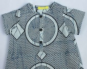 Grandad shirt  for baby boy in an unusual blue and white pattern