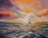 Seascape Sailboat -Fine art Impressionism Original painting -Tomorrows Dream - 30 x 40 - Artist Skye Taylor