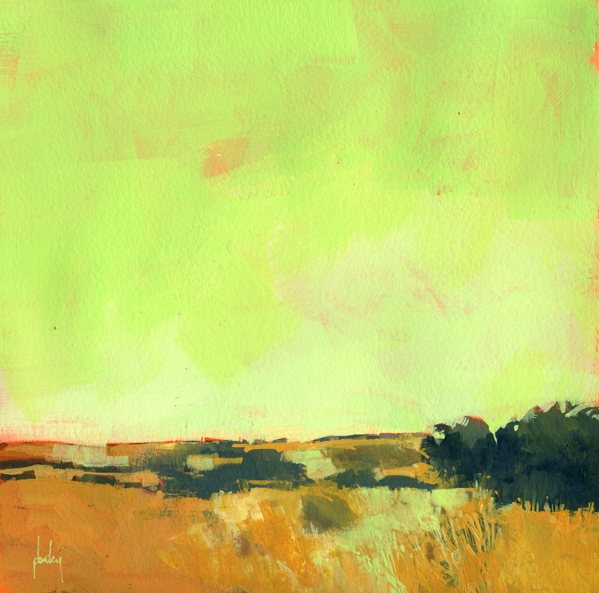 Original acrylic semi-abstract landscape painting - No further south