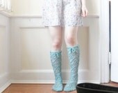 Crochet Floral Knee High Socks