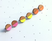 Wooden Laser Cut Neon Dipped Circle Earrings