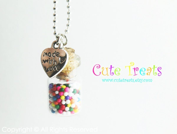 Food Jewelry - Bubblegum In a Jar Necklace