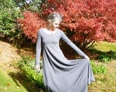 Organic Clothing - Maxi Dress with Scoop Neck - Organic Cotton - Shown in Gray - Made to Order