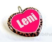 Pet Tag Pet ID Tag Dog Tag Cat Pet Tag Sweet Heart Animal Print Leopard by ID4Pet
