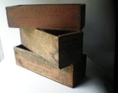 Vintage Trio of Beautiful Old Long Wood Boxes