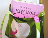 Handmade Book Bag and Bookmark - Moonlit Deer - Ikea Annamoa Fabric