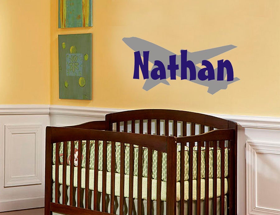 Children Wall Decals - Name Wall Decals - Boys Vinyl Wall Art - Custom Monogram Wall Decals Baby and Kids   airplane - Vinyl Decal
