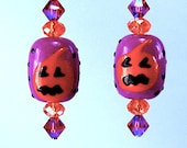 Halloween Fuchsia and Orange Pumpkin Earrings - JewelryJeanne