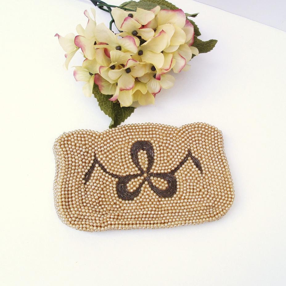 Pearl Wedding Handbag Clutch Beaded Evening Bag Ivory Pearl Purse