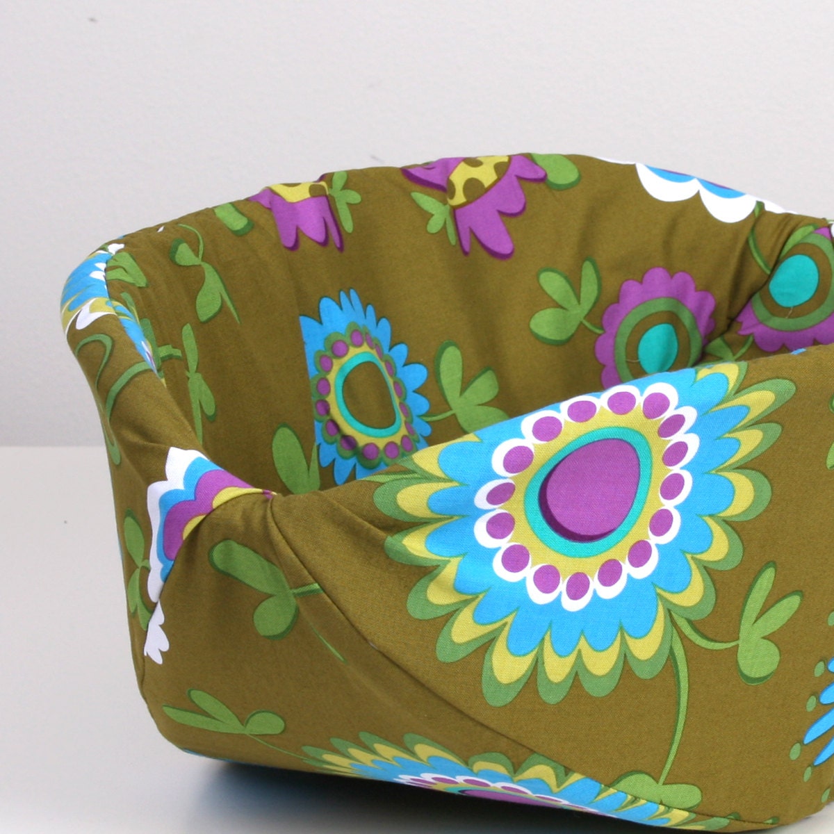 Cat Canoe a Modern Cat Bed in Avocado Green 70s Retro Flowers