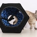 Cat Ball a Modern Hand Made Bed in Black and Blue Kitties