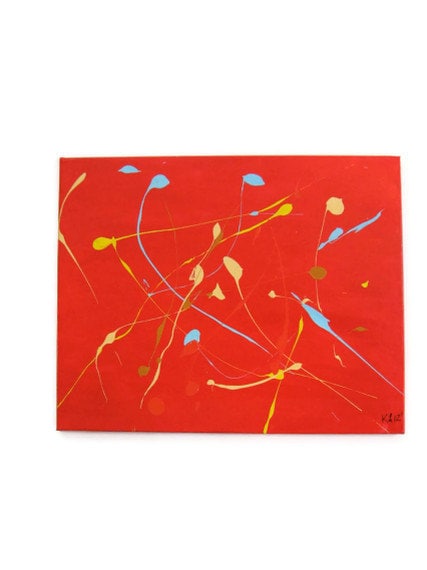 movement on red abstract in acrylic - KCIADesigns