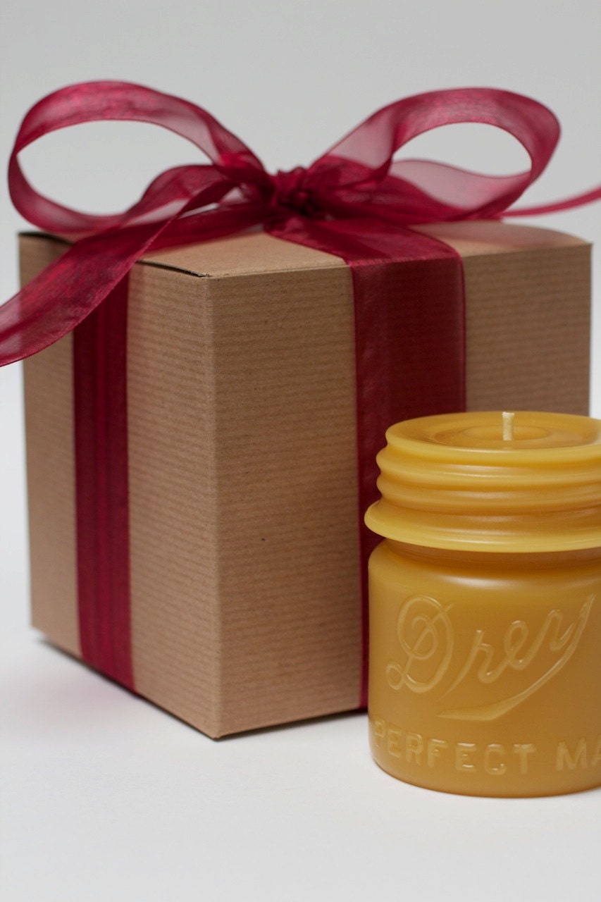 Gift Wrapped - Beeswax Candle Collection - "Drey Mason 1/2 Pint" - by Pollen Arts