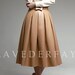 Couture Tan Nude Leather Pleated Long Skirt - Laveder Faye