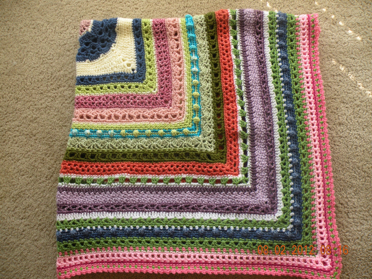 Items similar to Beautiful Crochet Sampler Afghan on Etsy