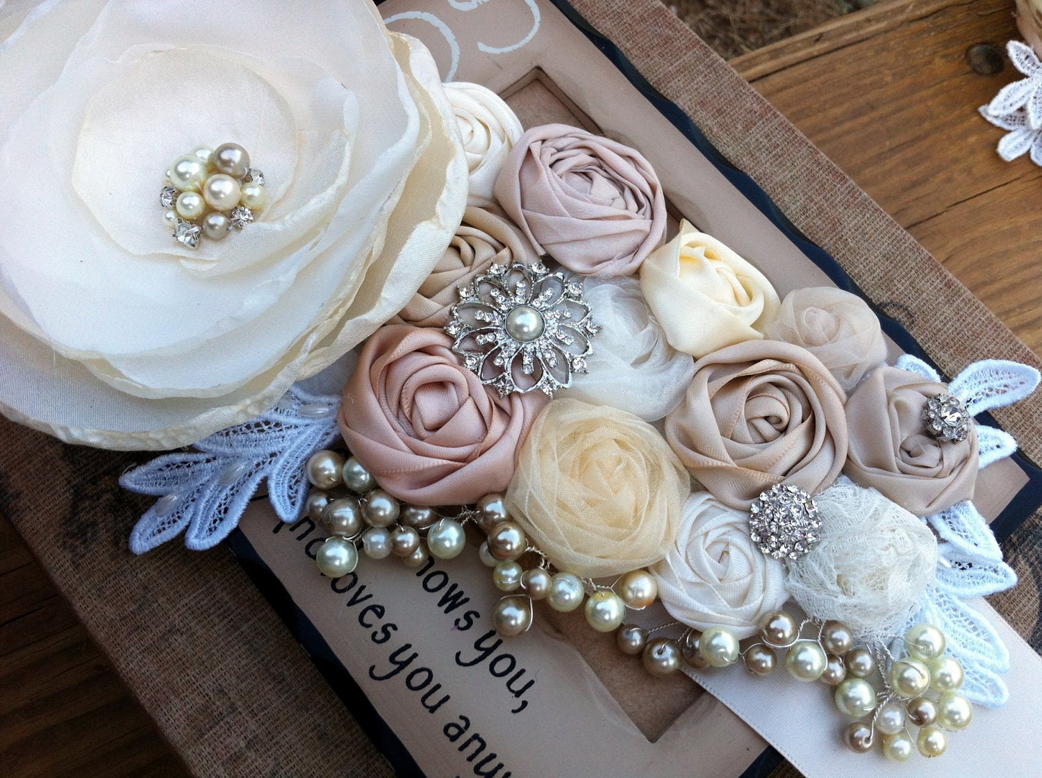 Mary- Bridal Sash in Ivory Cream, Champagne, Blush, Mocha, White,Yellows and Nude with beautiful pearl, crystals and rhinestone details