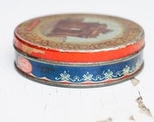 Vintage Tin Container - Russian Candy Old Tin Box 1950's - Antique Metal Container - Storage - Home Decor