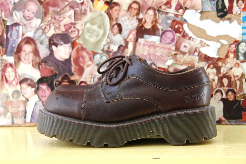 Doc Marten platforms, brown leather size US 7, 90s grunge