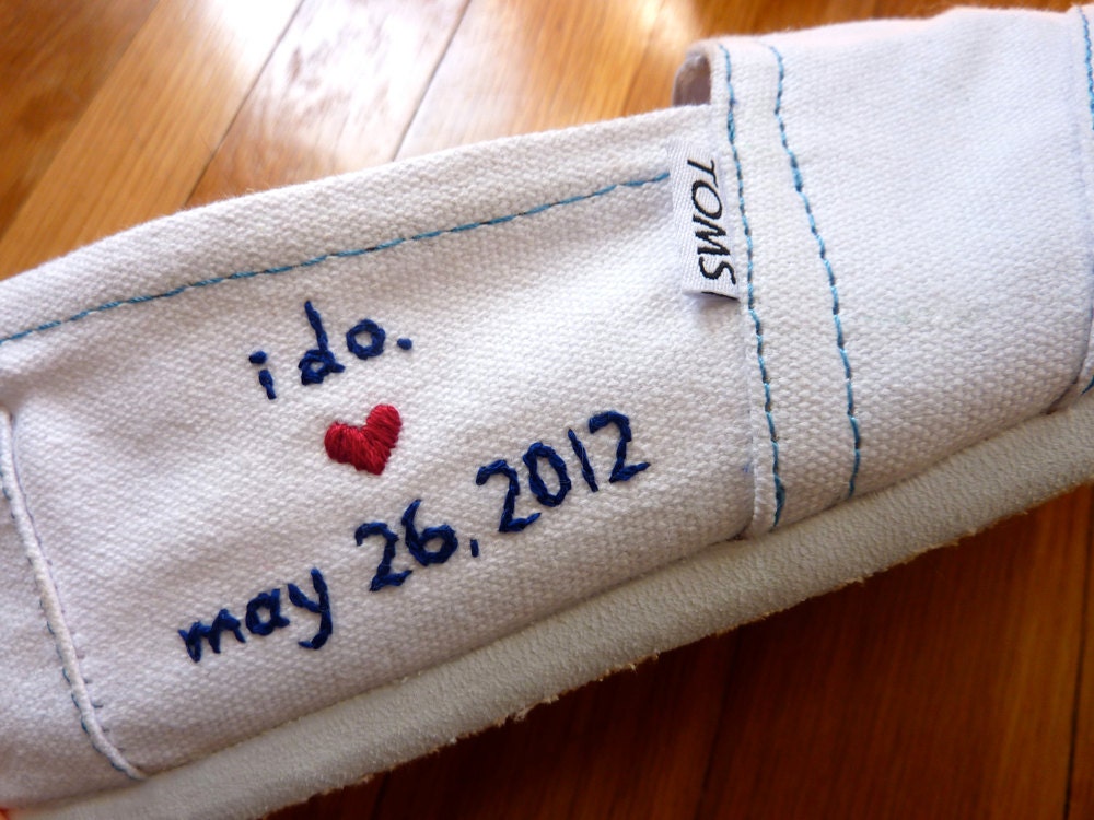 I Do Embroidered Canvas Wedding Shoes