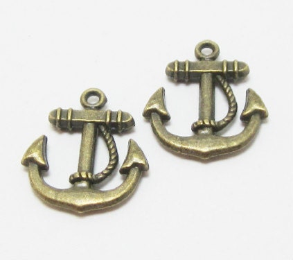 2 Bronze Nautical Anchor Charms    4003