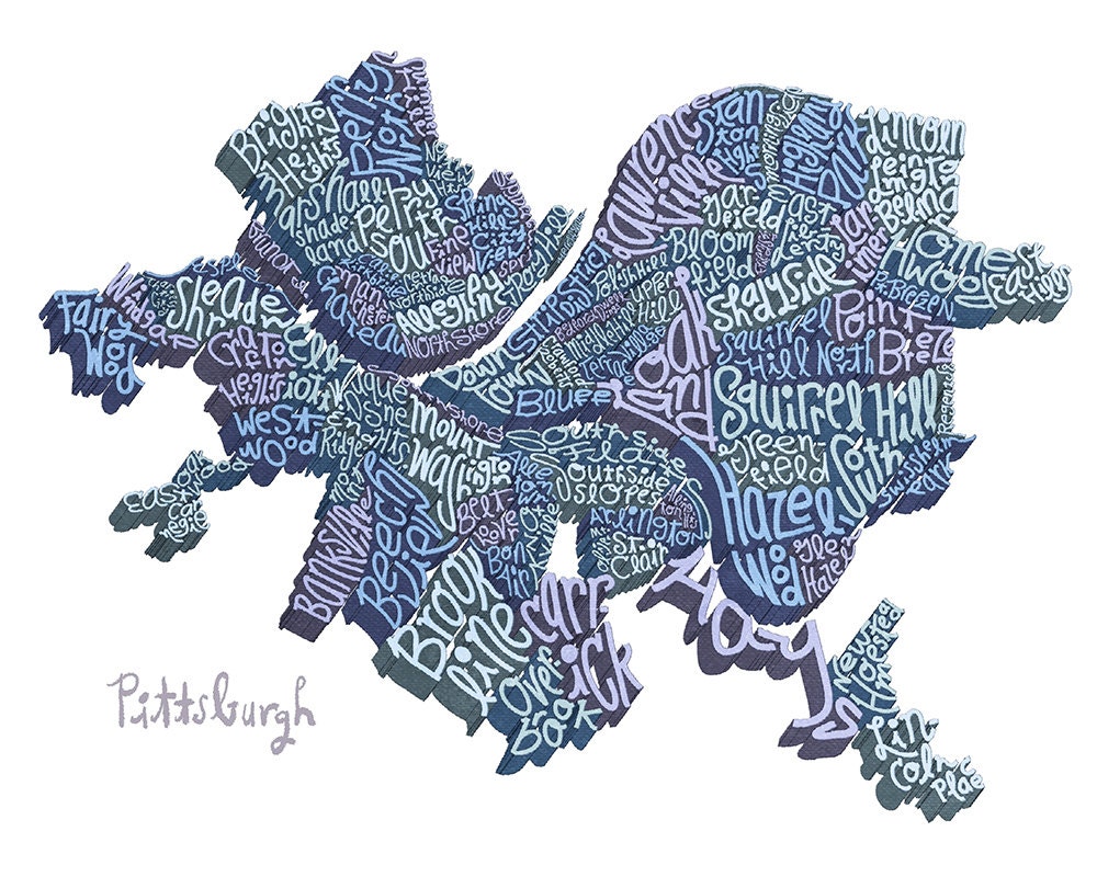 Pittsburgh Neighborhoods 8x10 Print
