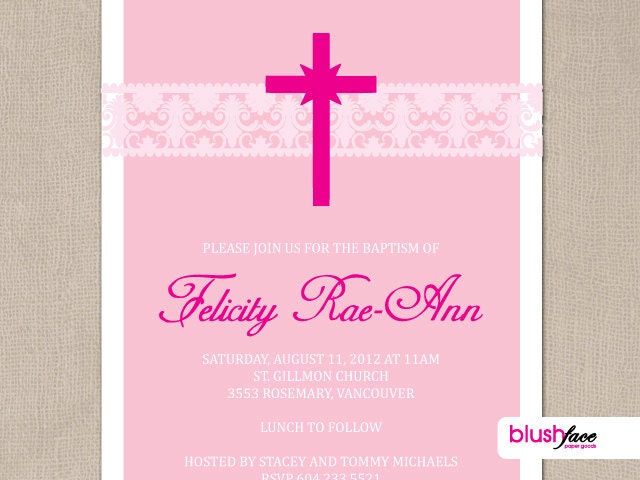 Modern Lace - Baptism Invitation or Christening Invitation - baby girl - baby boy - digital or printed