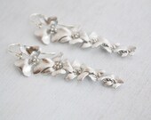 Cascading Silver Cherry Blossom Earrings on Argentium Sterling Silver Hoops, Silver Blossom Flower Earrings, Gift Under 25