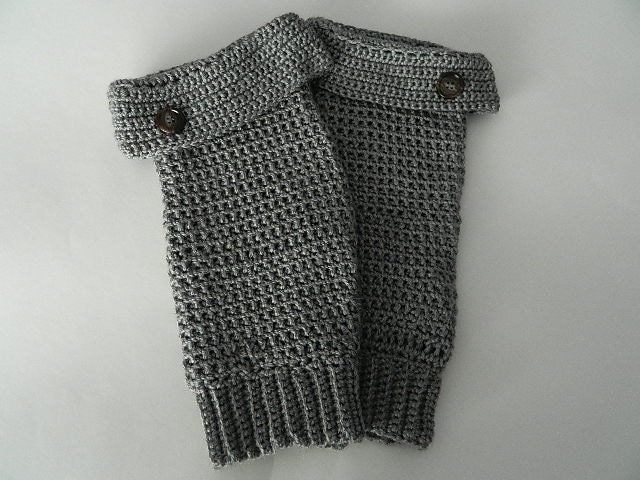 Gray Crochet Leg Warmers